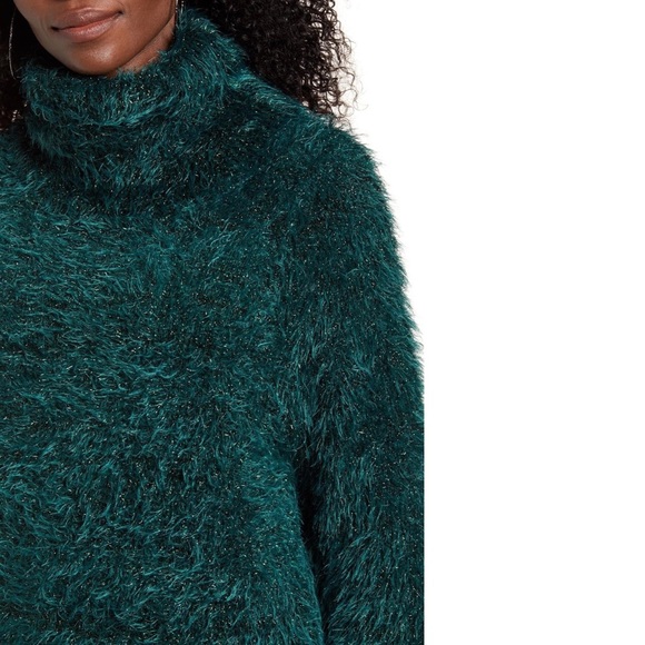 Leith Metallic Eyelash Turtleneck Fuzzy Sweater XS - Picture 3 of 6